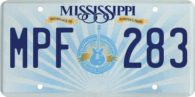MS license plate MPF283