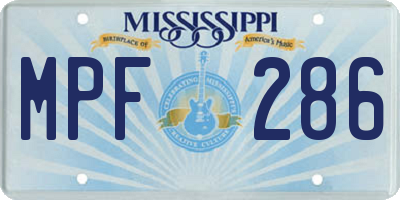 MS license plate MPF286
