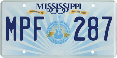 MS license plate MPF287