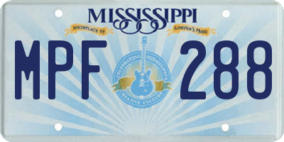 MS license plate MPF288