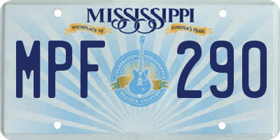 MS license plate MPF290