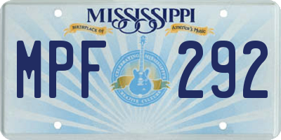 MS license plate MPF292