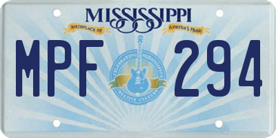MS license plate MPF294