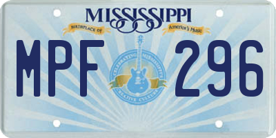 MS license plate MPF296