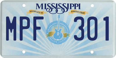 MS license plate MPF301