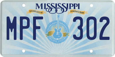 MS license plate MPF302