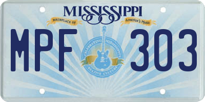 MS license plate MPF303