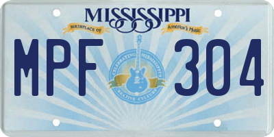 MS license plate MPF304