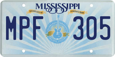 MS license plate MPF305