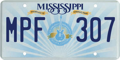 MS license plate MPF307