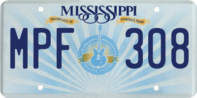MS license plate MPF308