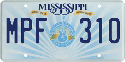 MS license plate MPF310
