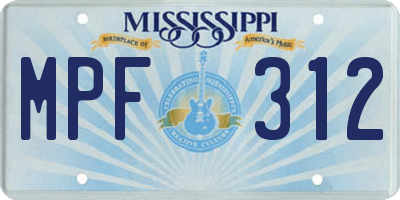 MS license plate MPF312