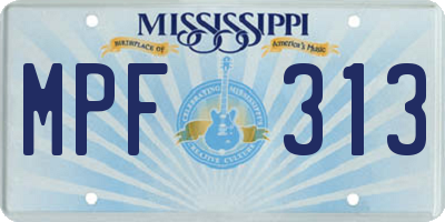 MS license plate MPF313