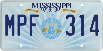 MS license plate MPF314