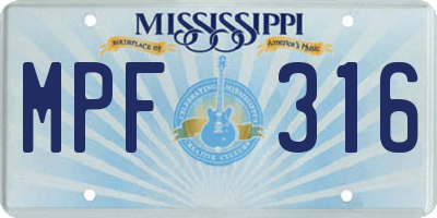 MS license plate MPF316