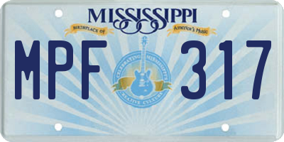 MS license plate MPF317