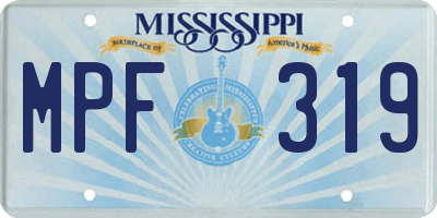 MS license plate MPF319
