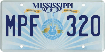 MS license plate MPF320