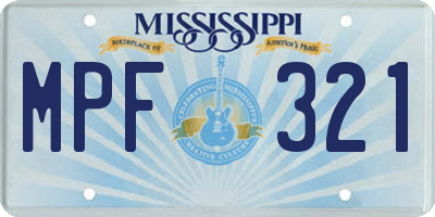 MS license plate MPF321