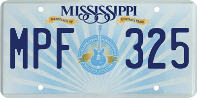 MS license plate MPF325