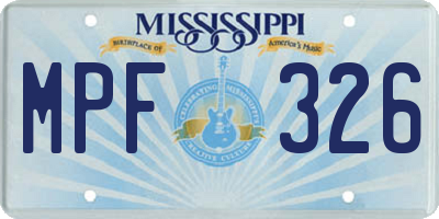 MS license plate MPF326