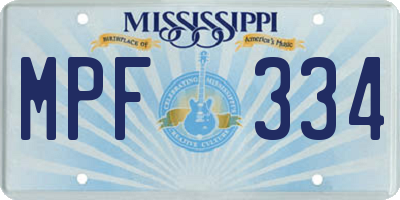 MS license plate MPF334