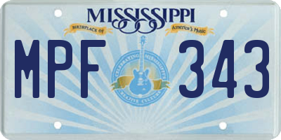 MS license plate MPF343