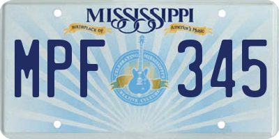 MS license plate MPF345
