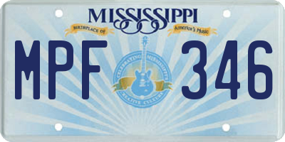 MS license plate MPF346