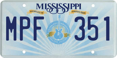 MS license plate MPF351