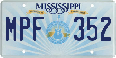 MS license plate MPF352