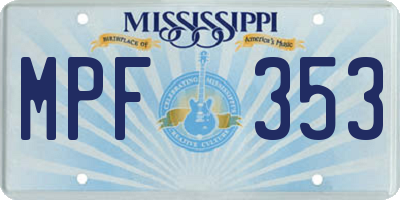 MS license plate MPF353