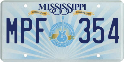 MS license plate MPF354