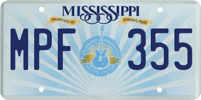 MS license plate MPF355