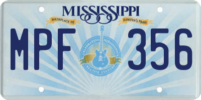 MS license plate MPF356
