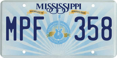 MS license plate MPF358