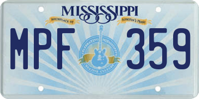MS license plate MPF359