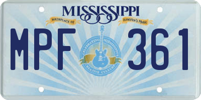 MS license plate MPF361