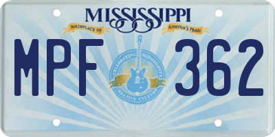 MS license plate MPF362