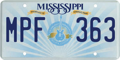 MS license plate MPF363