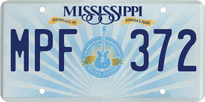MS license plate MPF372