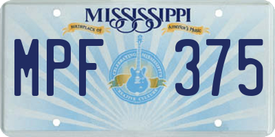 MS license plate MPF375
