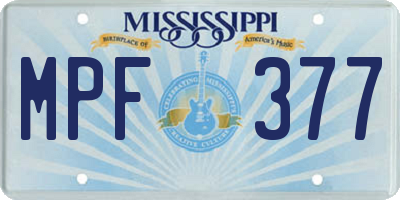 MS license plate MPF377