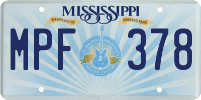 MS license plate MPF378