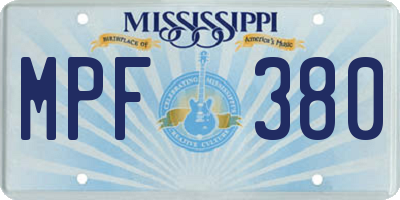 MS license plate MPF380
