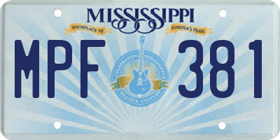 MS license plate MPF381