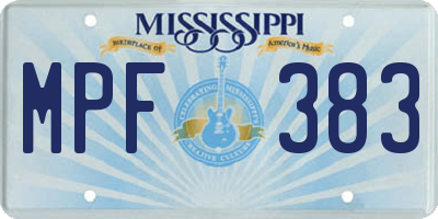 MS license plate MPF383