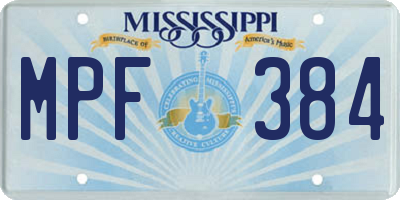 MS license plate MPF384