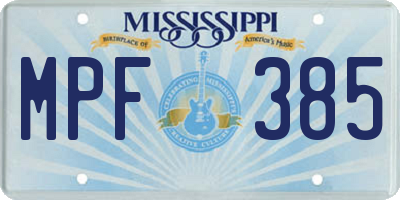 MS license plate MPF385